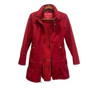 Betsey Johnson pink water resistant soft shell Ruffle jacket, Size Small